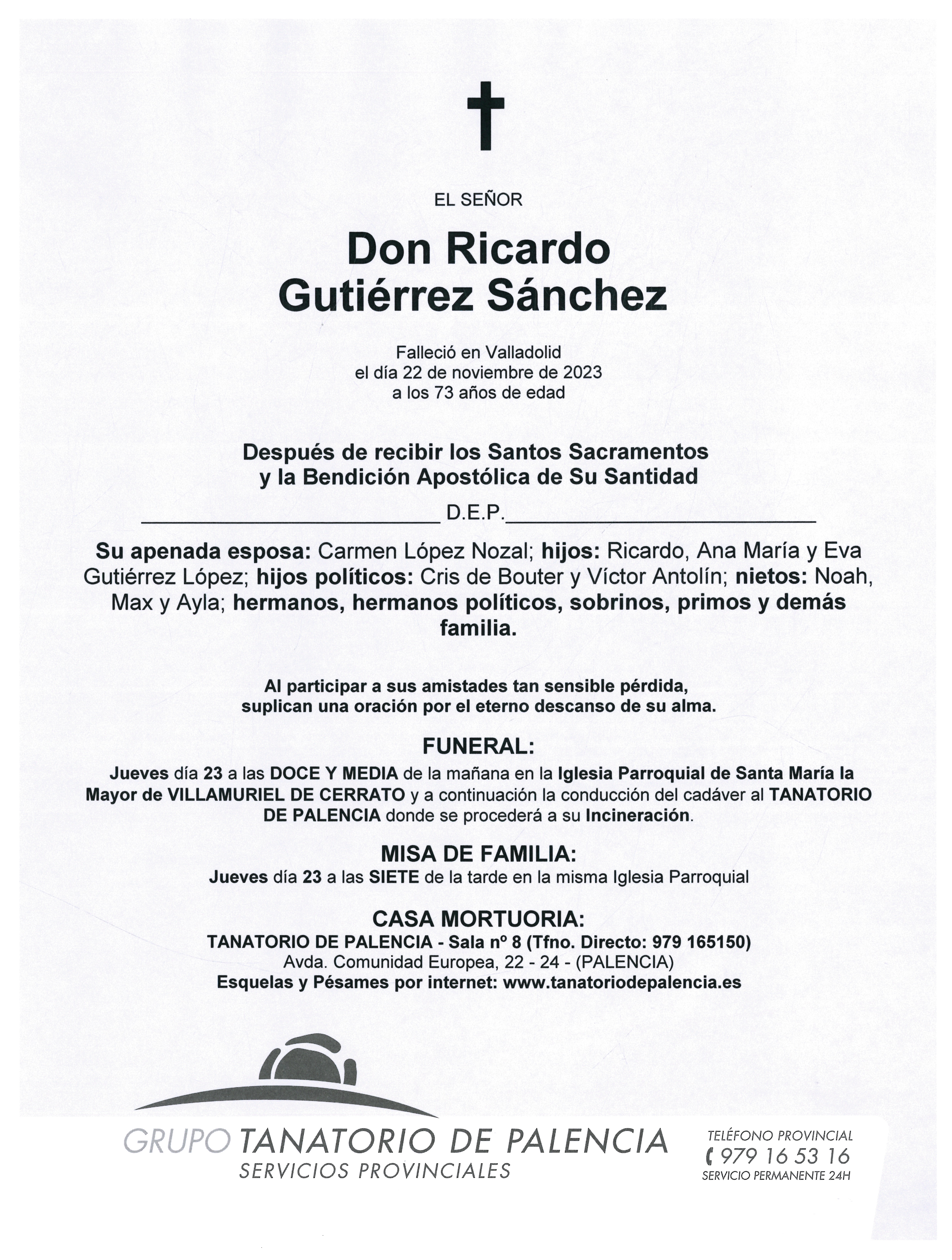 EL SEÑOR DON RICARDO GUTIÉRREZ SÁNCHEZ